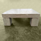 polished natural travertine square coffee table décor