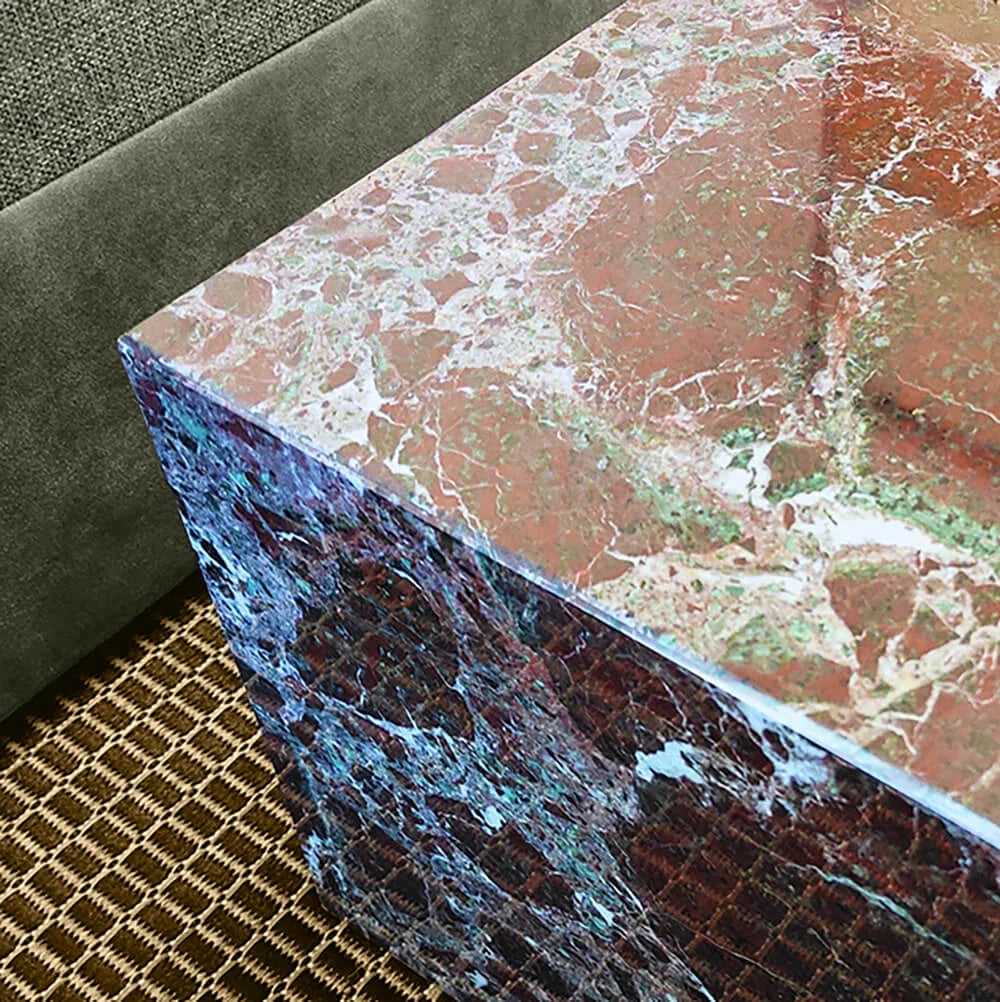 Red Rosso Marble Side Table for living room