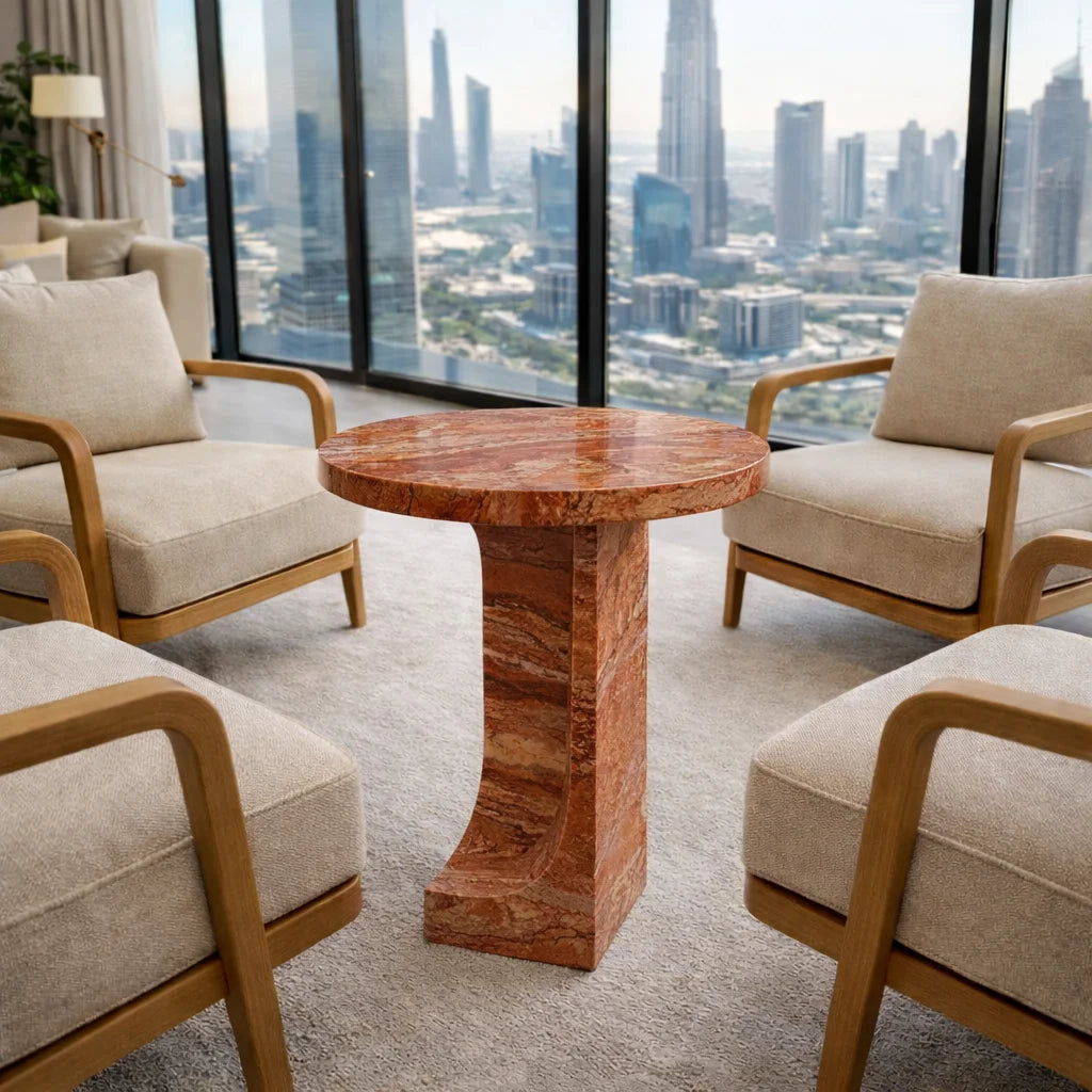Modern Round Marble Pedestal Coffee Table