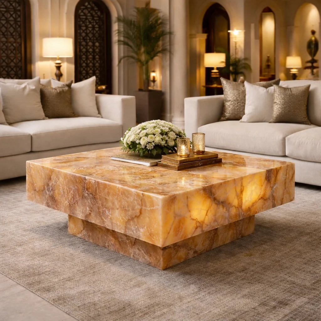 Rosso Levanto Marble Coffee Table