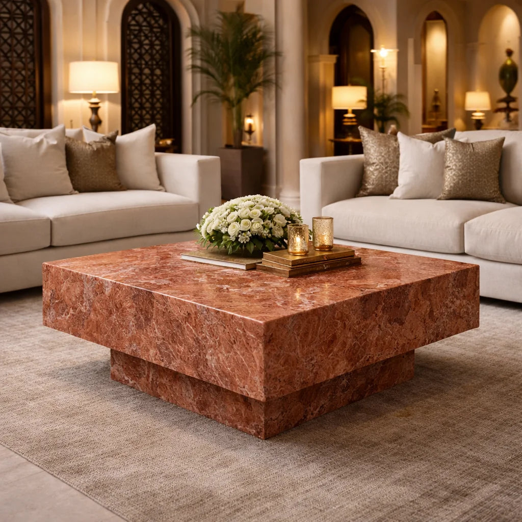Rosso Levanto Marble Coffee Table