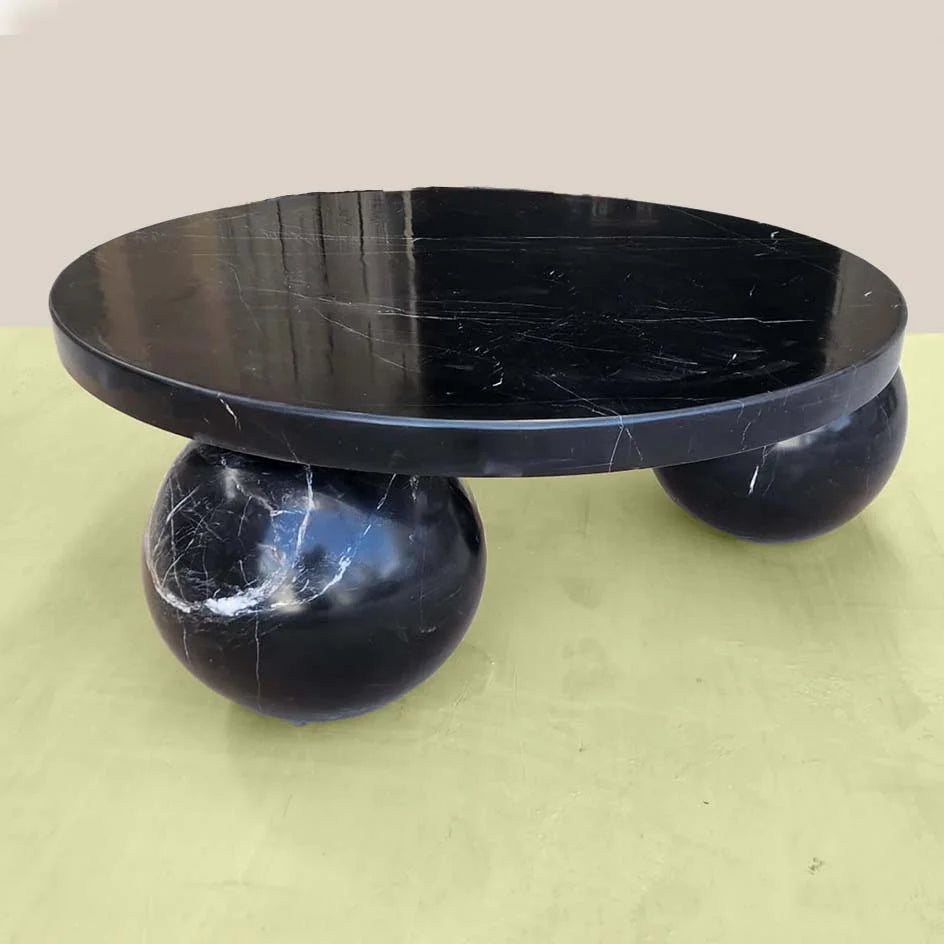 Round Black Marble Coffee Table