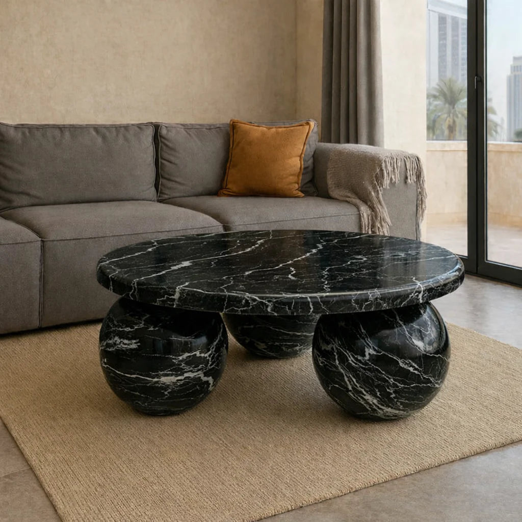Round Jungle Green Coffee Table Bol Base