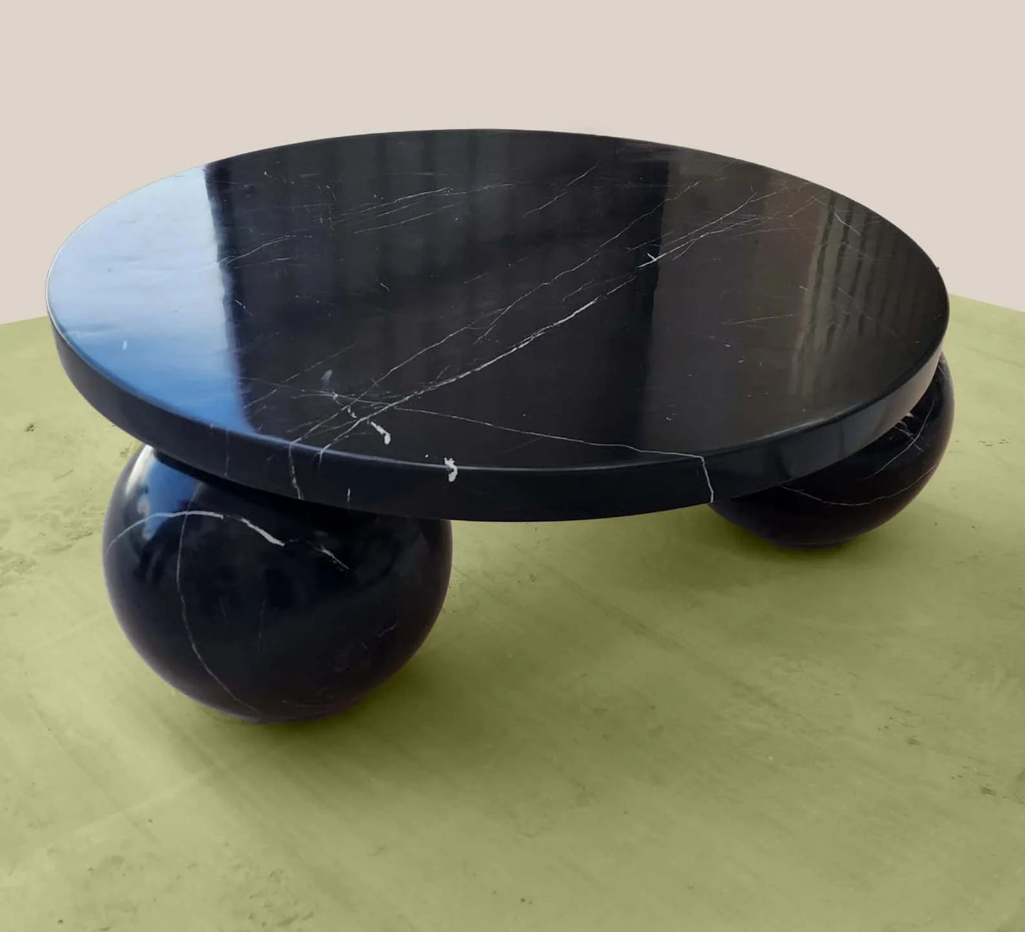 Round Black Marquina Marble Coffee Table