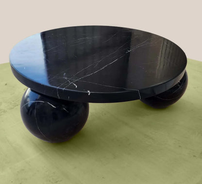 Round Black Marquina Marble Coffee Table