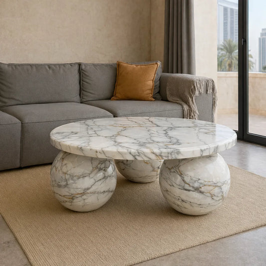 Round Jungle Green Coffee Table Bol Base