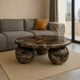 Round Jungle Green Coffee Table Bol Base
