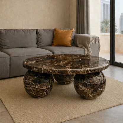 Round Jungle Green Coffee Table Bol Base