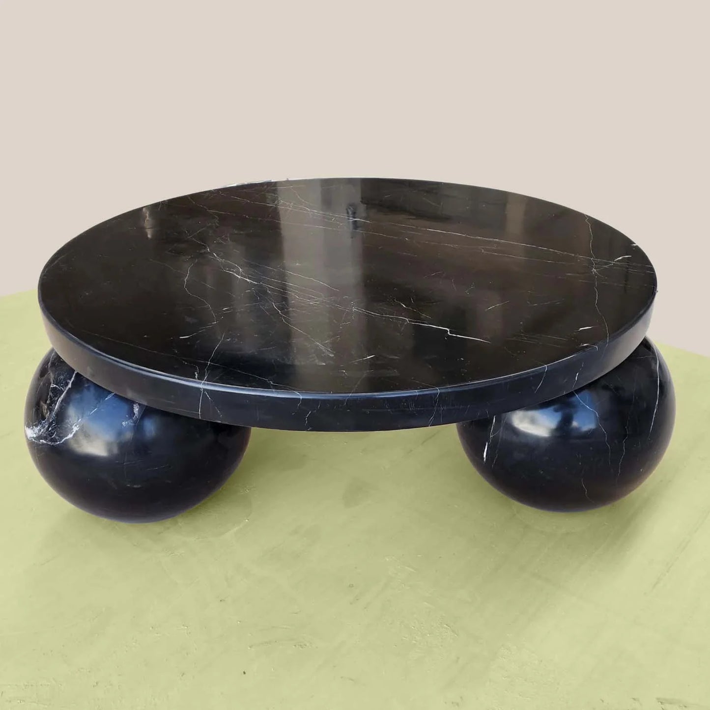 Round Nero Marquina Marble Coffee Table