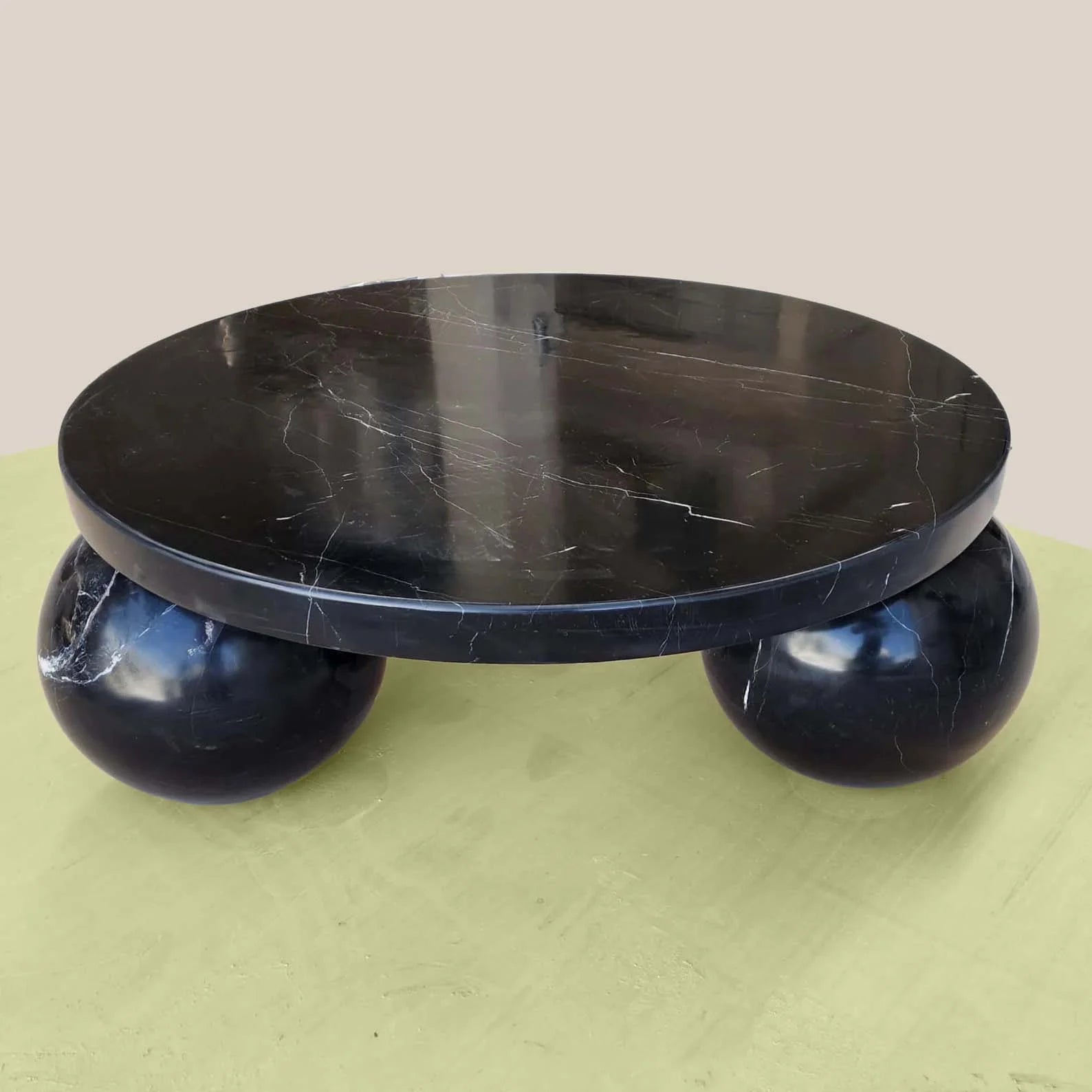 Round Nero Marquina Marble Coffee Table