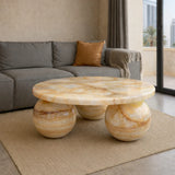 Round Jungle Green Coffee Table Bol Base