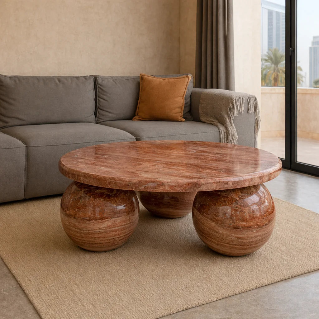 Round Jungle Green Coffee Table Bol Base