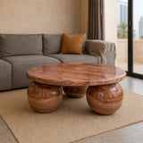 Round Jungle Green Coffee Table Bol Base