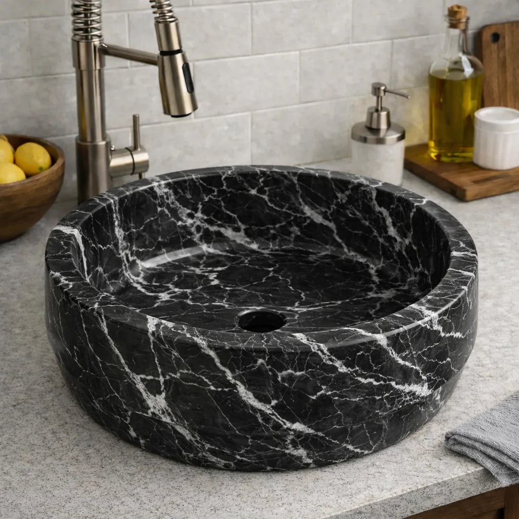 Round Silver sink for kitchen