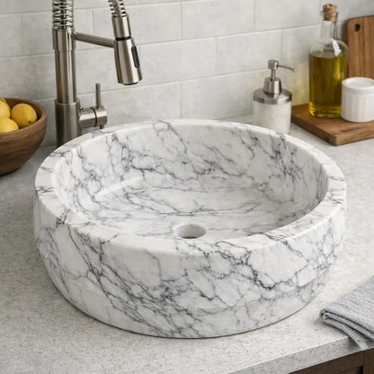 Round Silver sink for kitchen