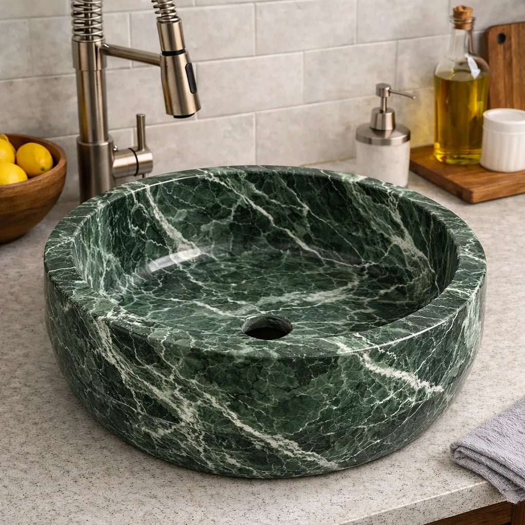 Round Silver sink for kitchen