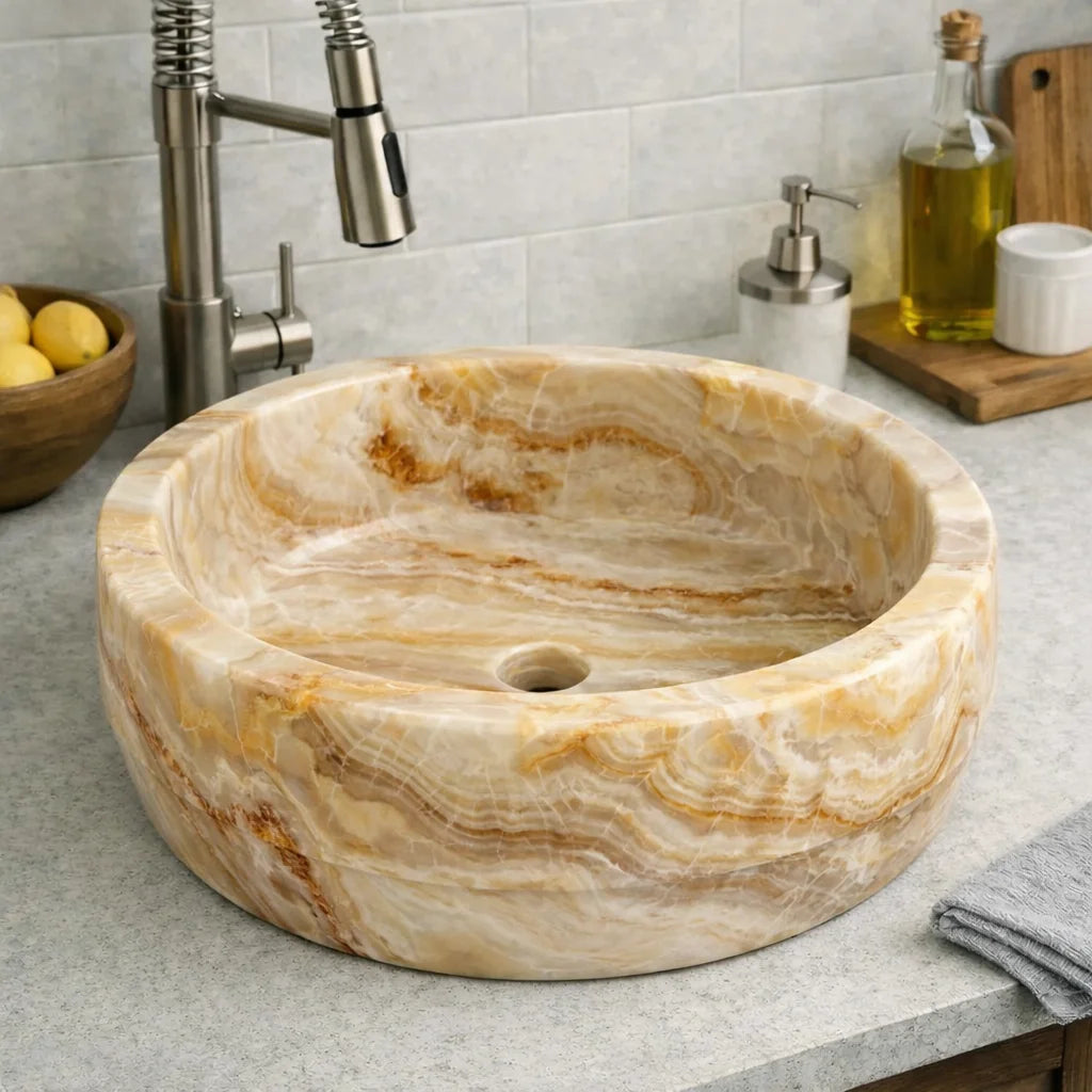 Round Silver sink for kitchen