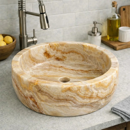 Round Silver sink for kitchen