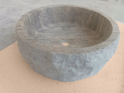Round Silver Travertine Sink & Kitchen
