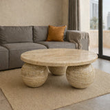 Round Jungle Green Coffee Table Bol Base