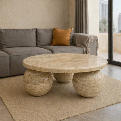Round Jungle Green Coffee Table Bol Base