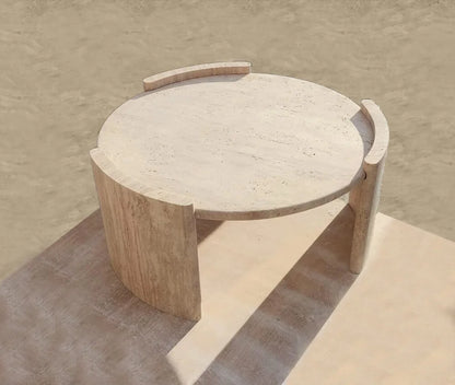 Round Travertine Coffee Table