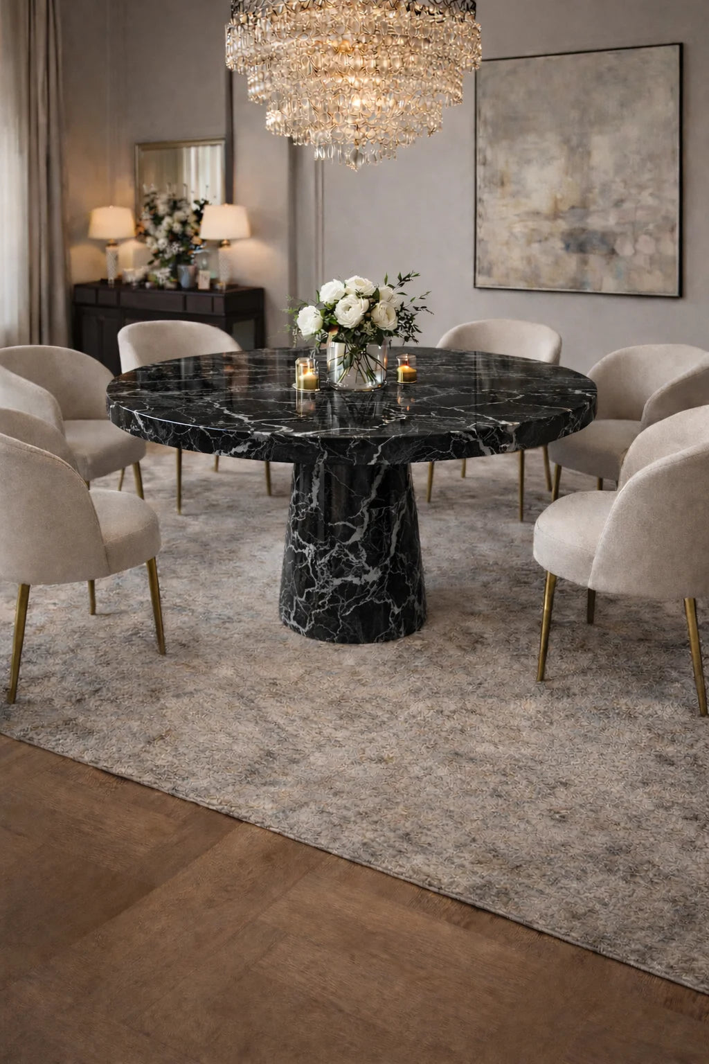 Ruby Crown Marble Dining Table
