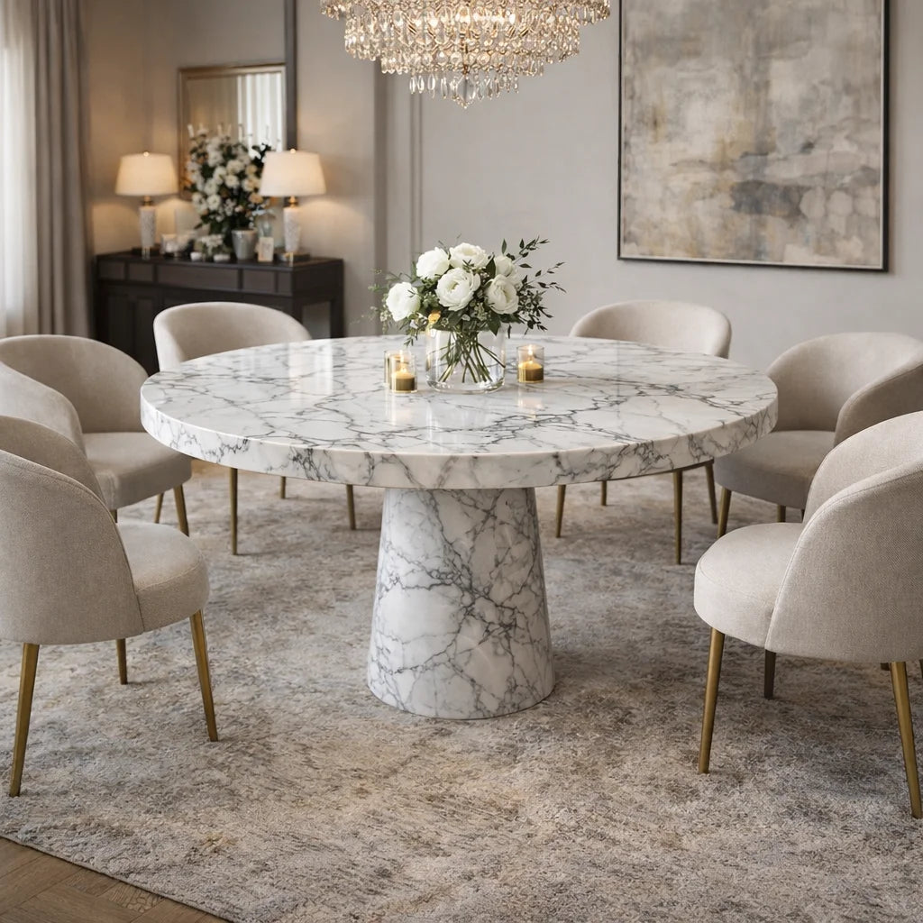 Ruby Crown Marble Dining Table