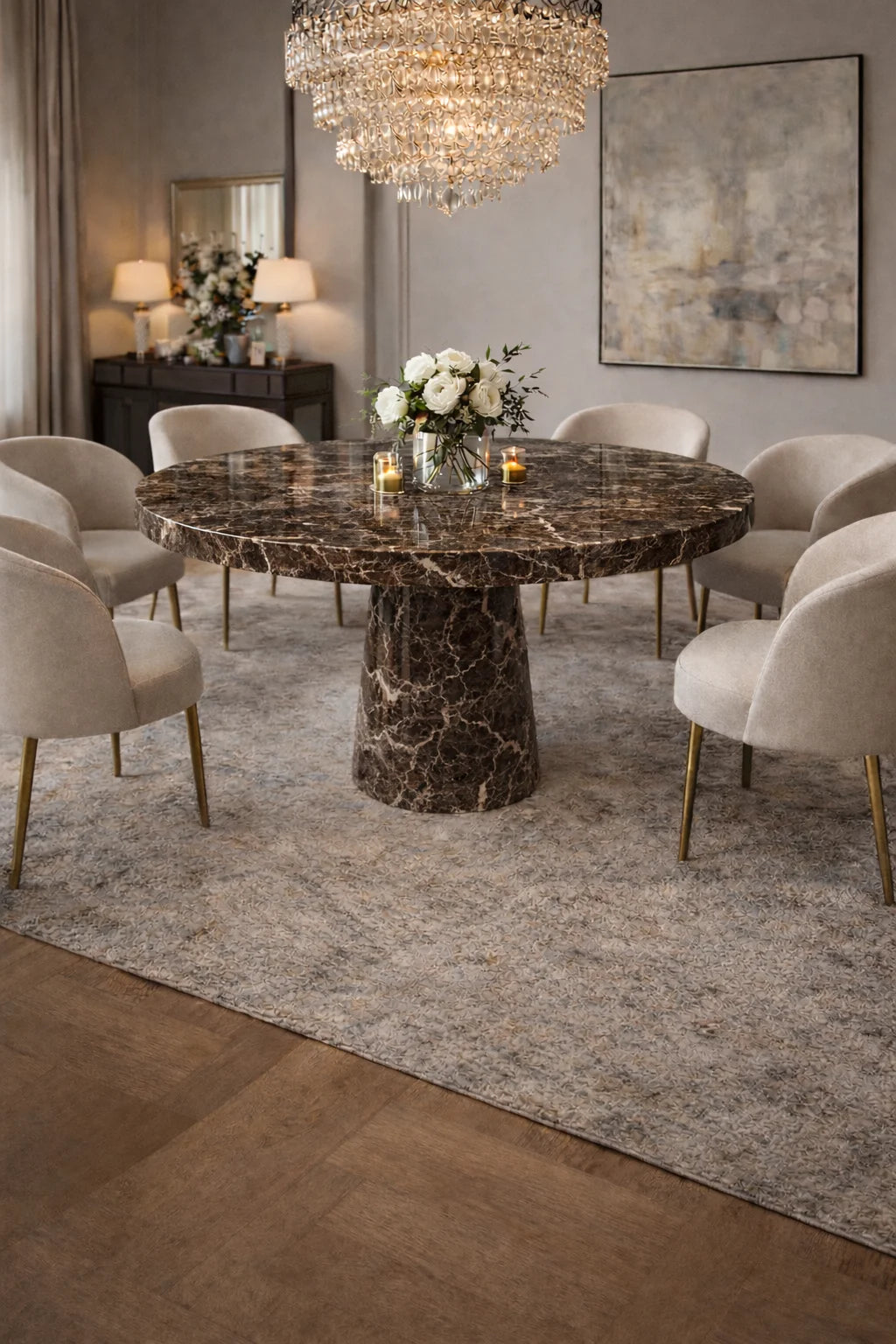 Ruby Crown Marble Dining Table