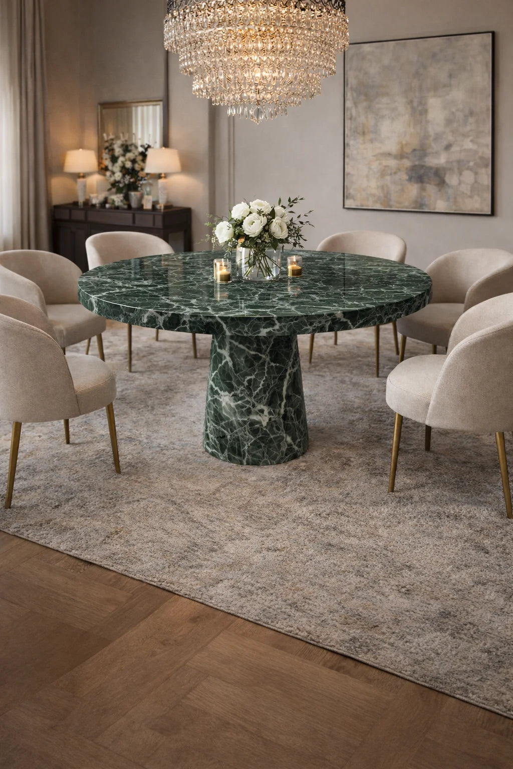 Ruby Crown Marble Dining Table