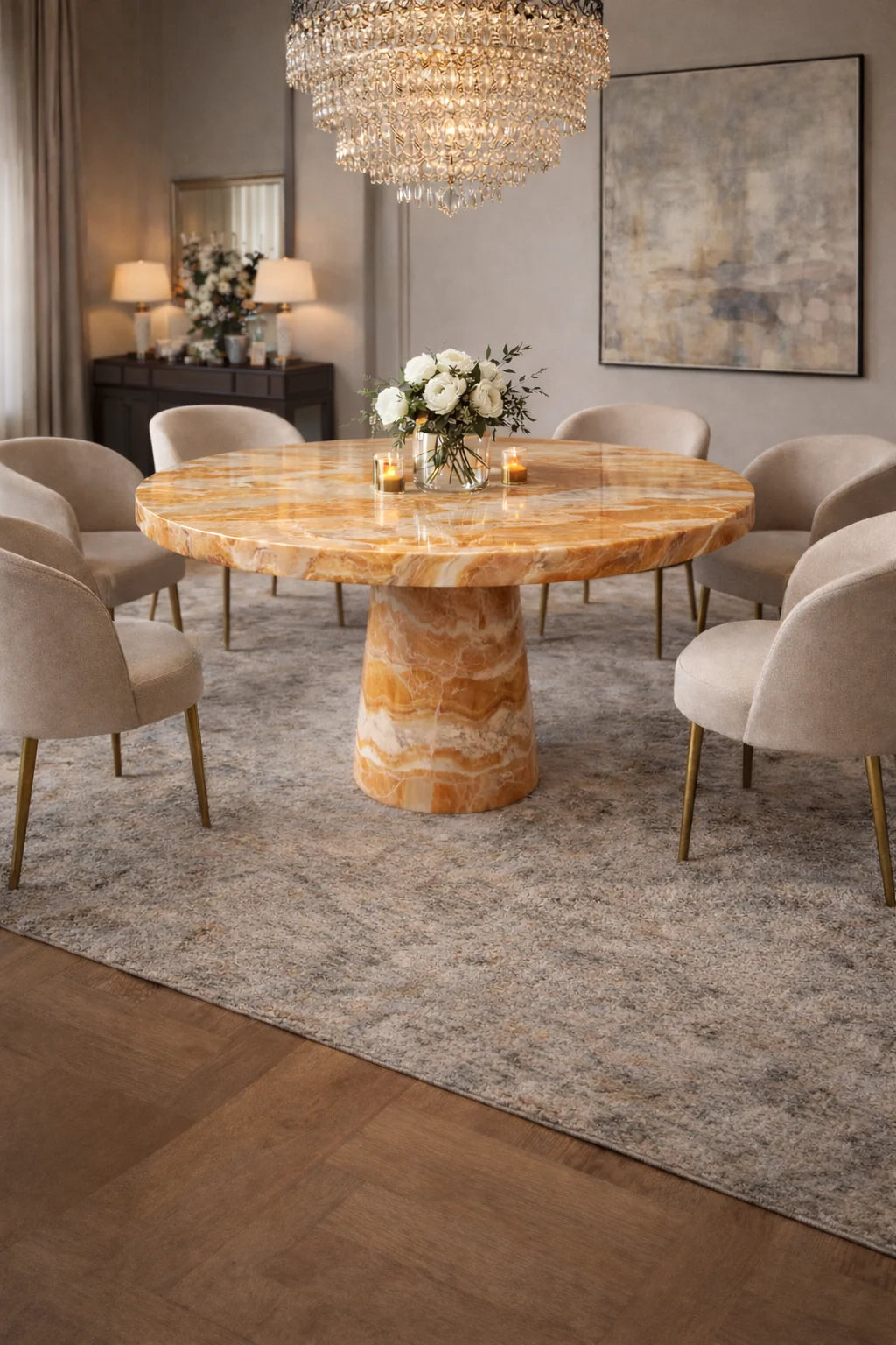 Ruby Crown Marble Dining Table