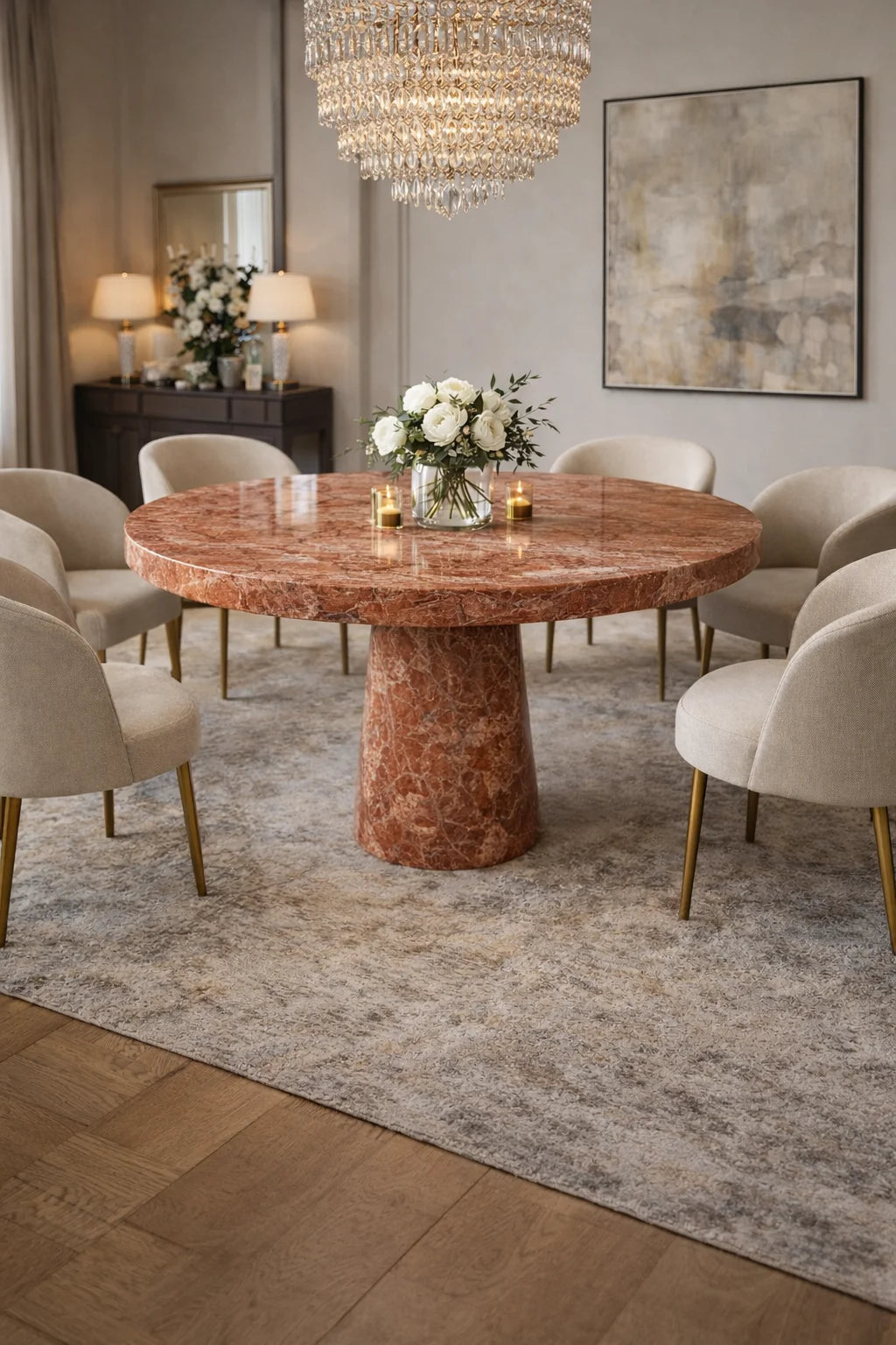 Ruby Crown Marble Dining Table