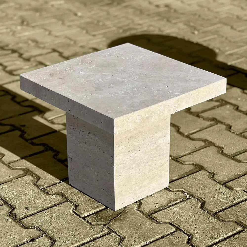 Square Minimalist Travertine Coffee Table 
