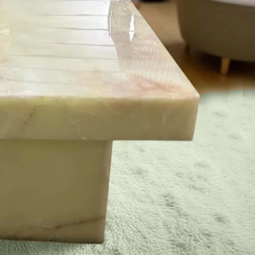 square onyx pedestal coffee table
