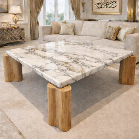 Imperial Marble Wood Fusion Table