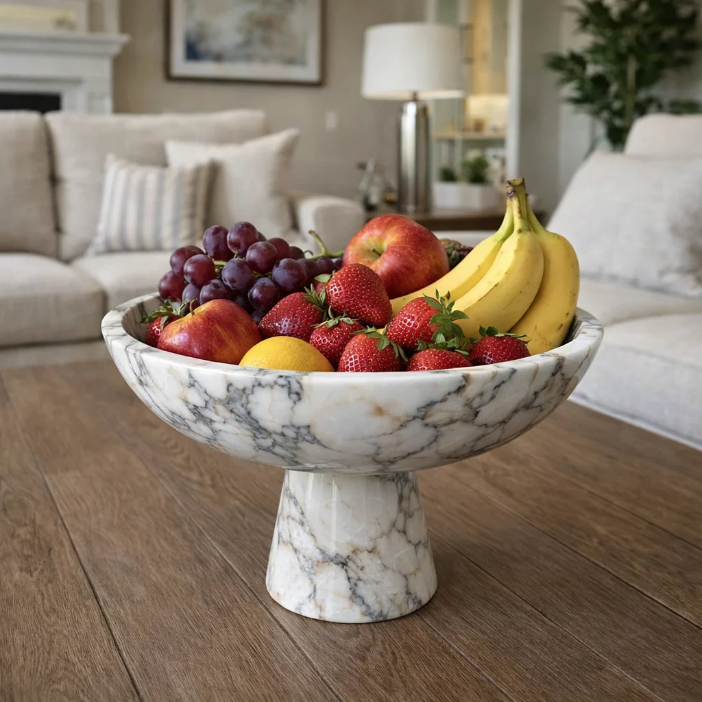 Stone Pedestal Serving Bowl