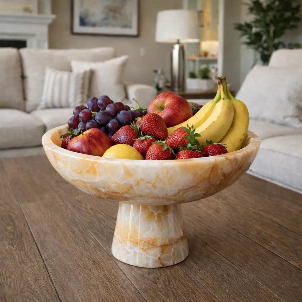 Stone Pedestal Serving Bowl