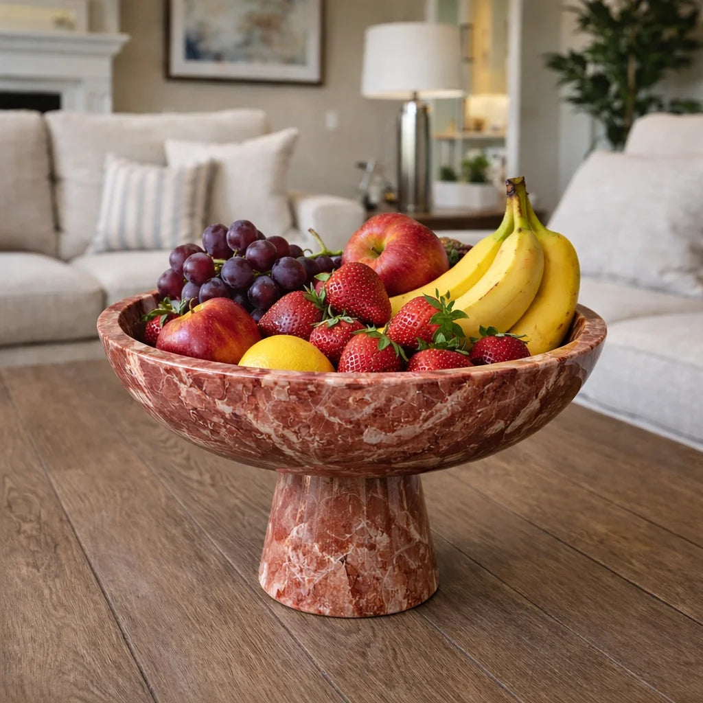 Stone Pedestal Serving Bowl