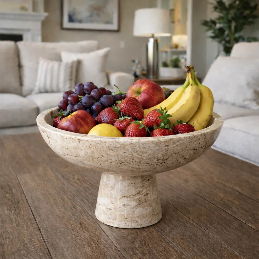 Stone Pedestal Serving Bowl