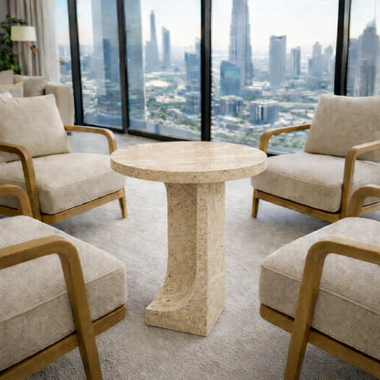 Modern Round Marble Pedestal Coffee Table