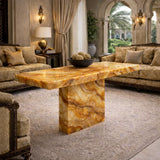 Luxury Natural Stone Pedestal Coffee Table