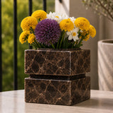 Travertine Square Decorative Vase