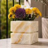 Travertine Square Decorative Vase