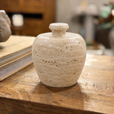 Travertine Stone Lidded Jar