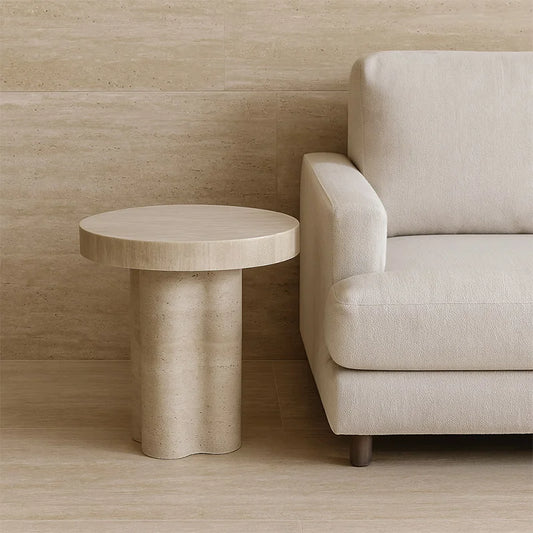 Rustic Travertine Bedroom Side Table