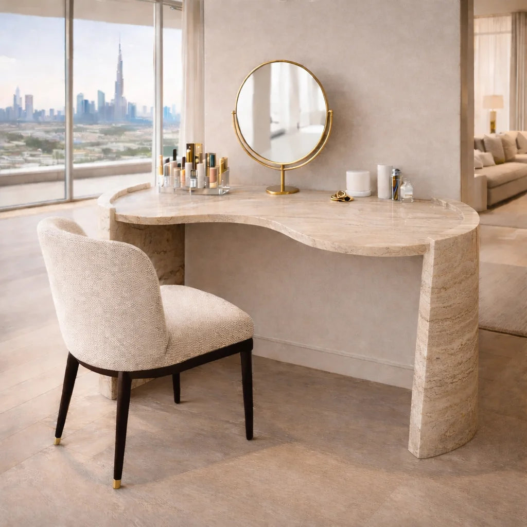 Aurelia Curve Marble Console Table