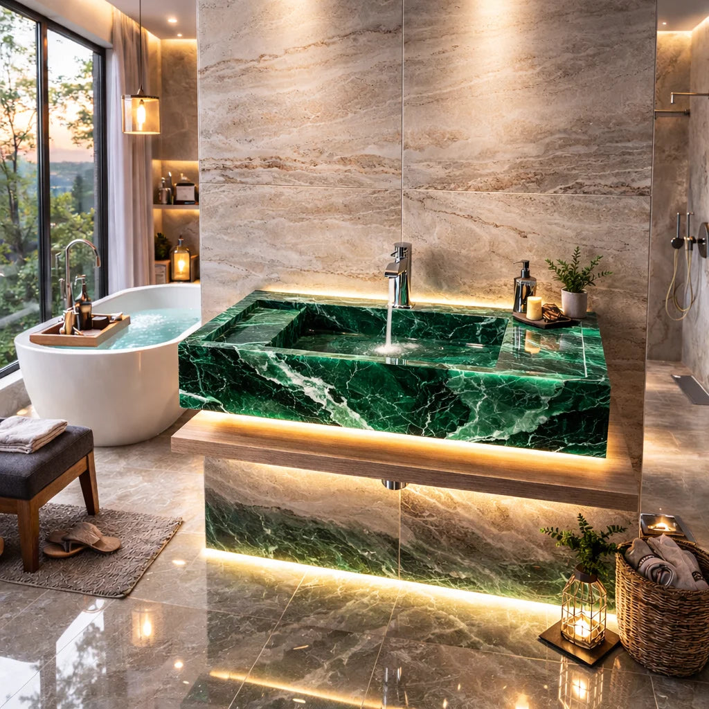Tundra Grey Marble Bathroom Sink