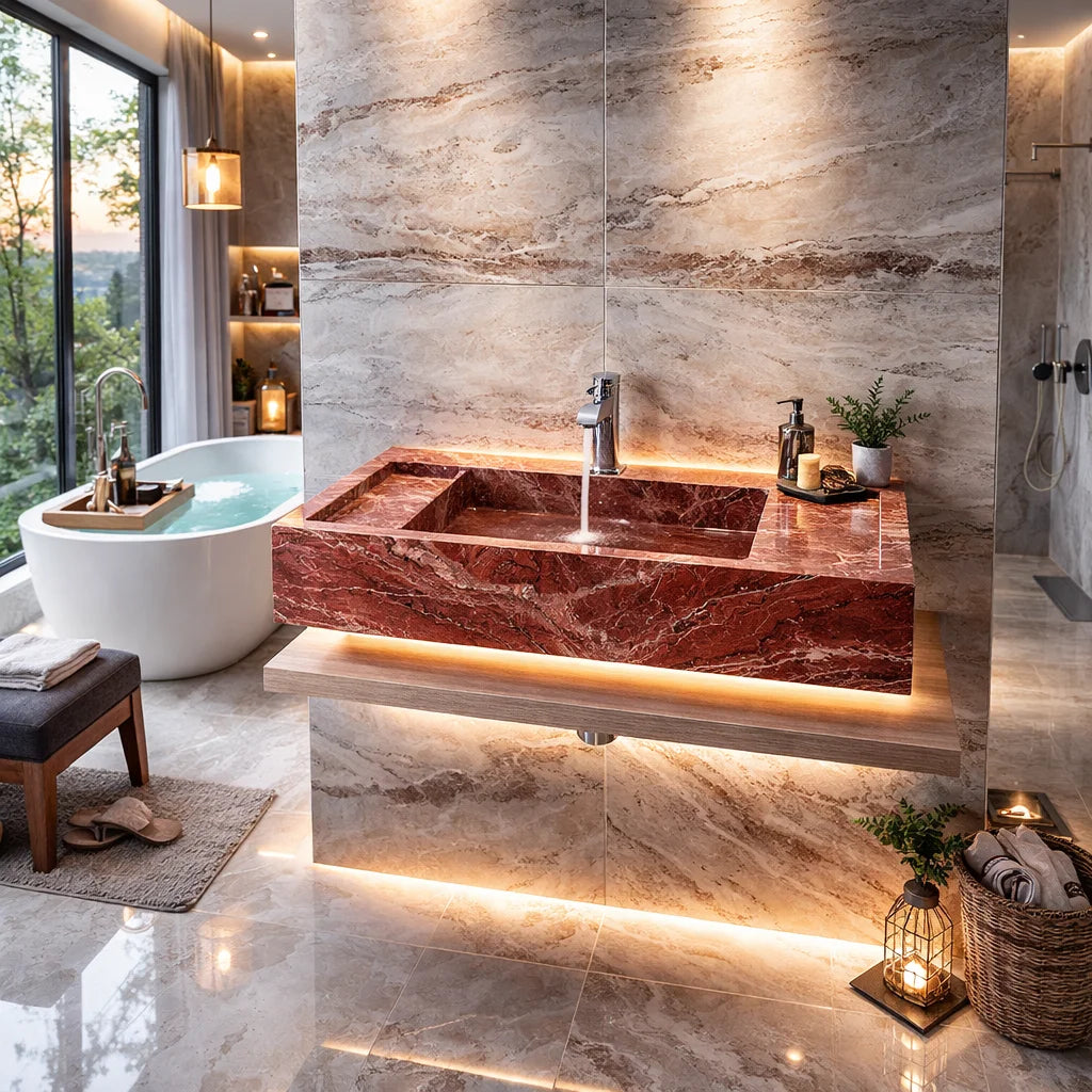 Tundra Grey Marble Bathroom Sink