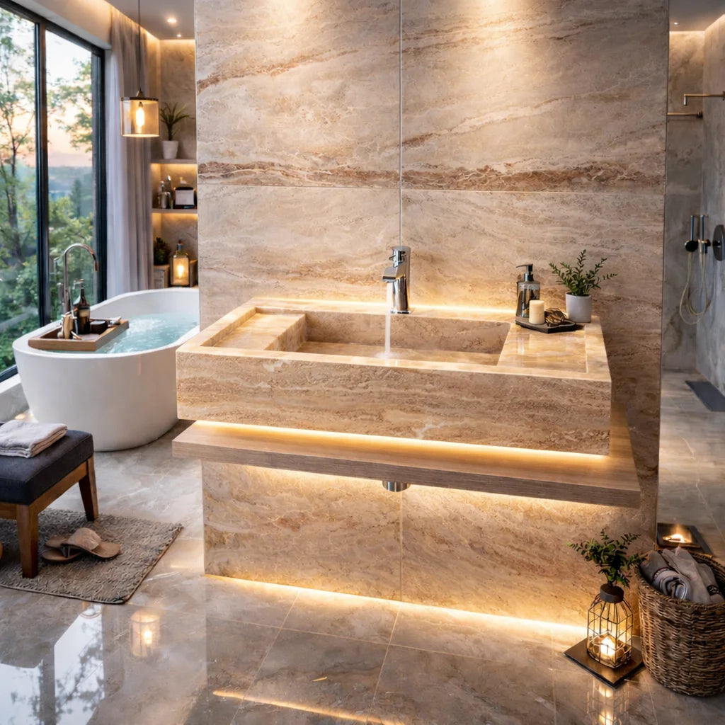 Tundra Grey Marble Bathroom Sink