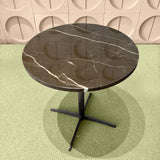veined marble round coffee table
